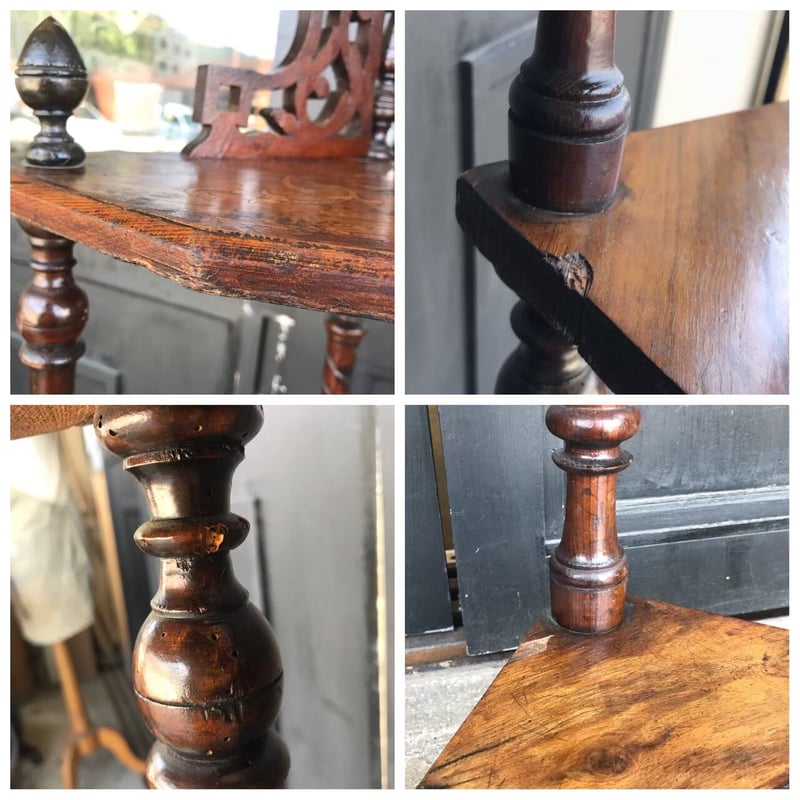 イギリス】アンティーク マホガニー製 ワットノット コーナーシェルフ