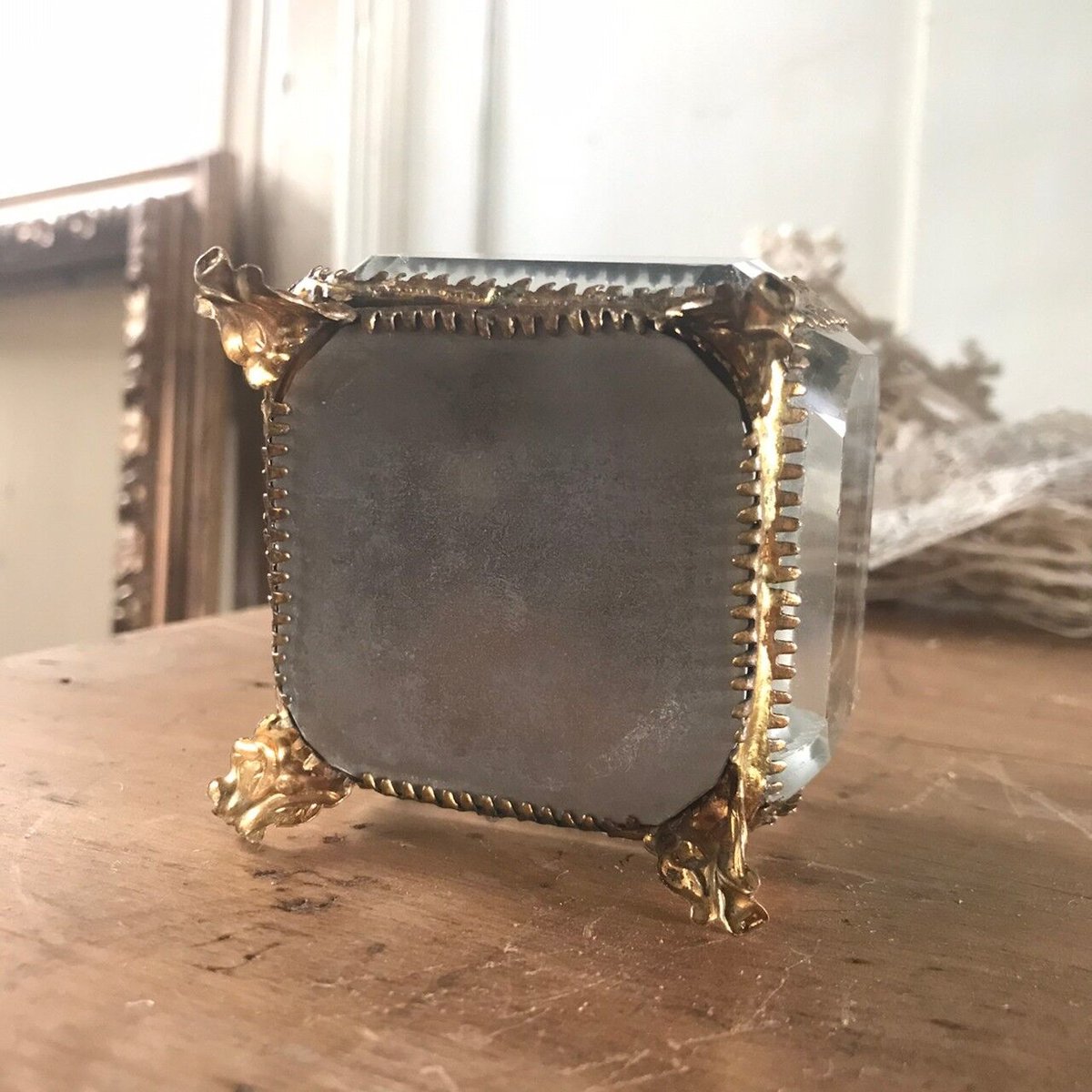 フランス】アンティーク 5面べベルガラスジュエリーボックス AN7-2