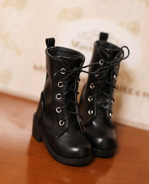 1/6スケールドール用シューズ 革靴ブーツタイプ black： ◇お届け目安