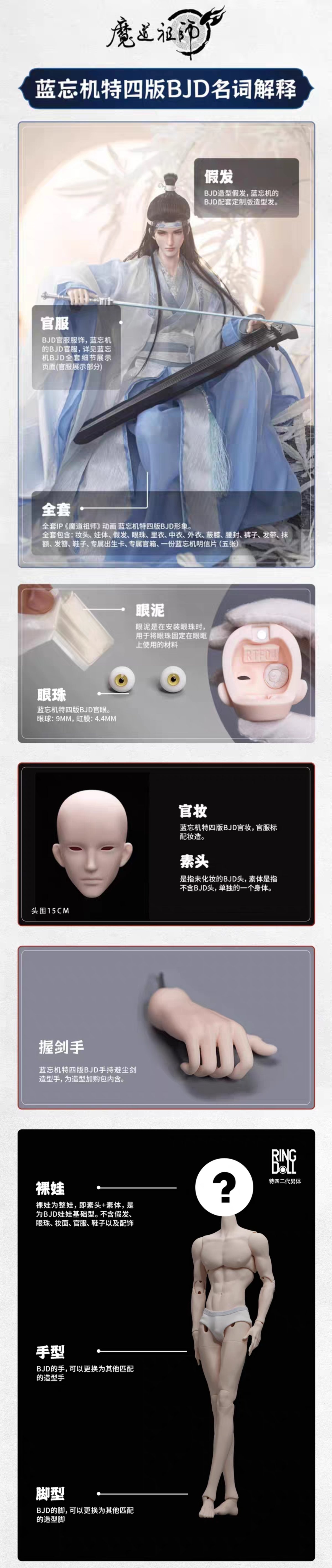 魔道祖師 RINGDOLL BJDドール（藍忘機特四版）【予約商品・中国から