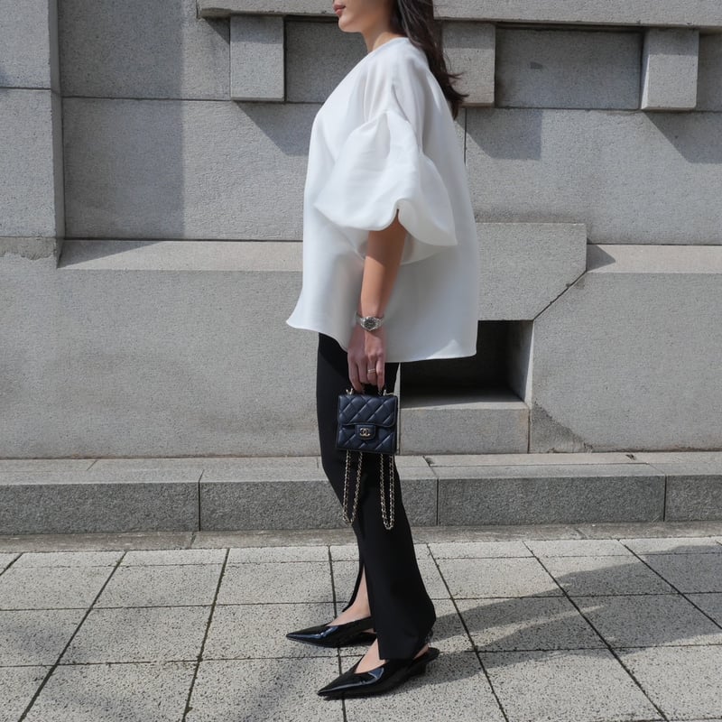 Whip Ballon Sleeve BL white | HEVE