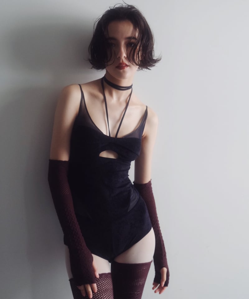 FETICO × JURK / SHEER PANEL VELVET BODYSUIT | J