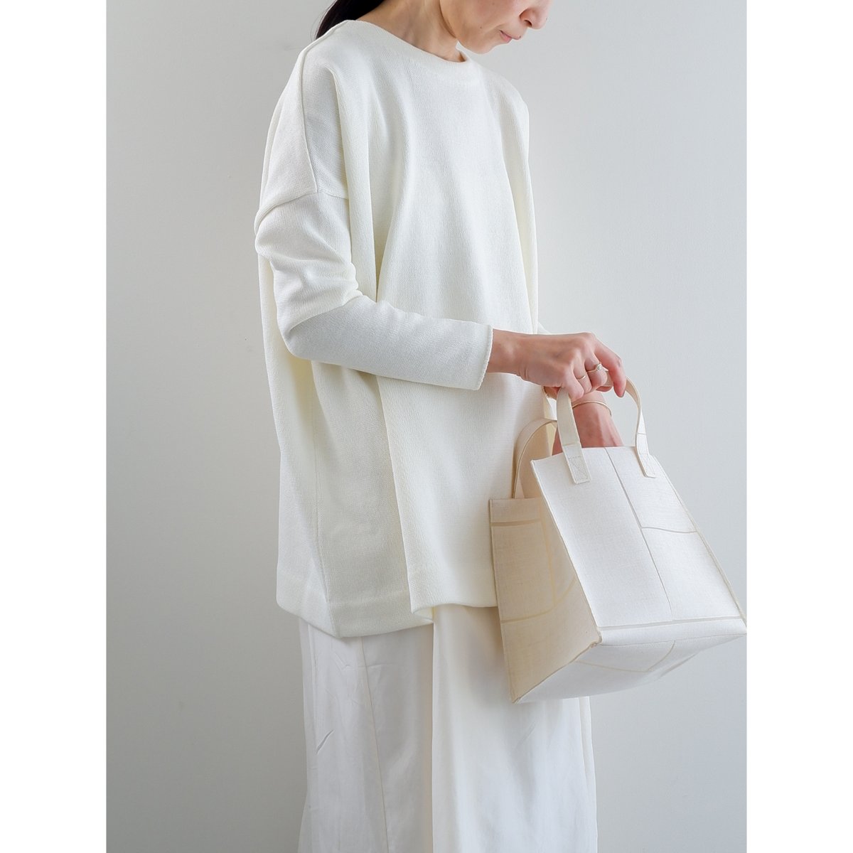 Yoli | Cotton long knit - White/Beige 25SS | wr