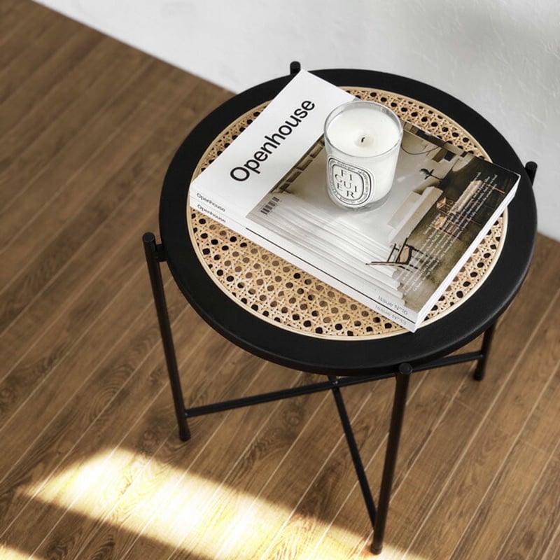 table-03023 ラタン サイドテーブル 直径40cm | ART OF BLACK