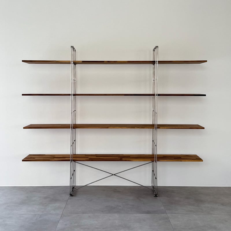 rack-03089 天然木 ダークブラウン ステンレスフレーム 4段 ユニット