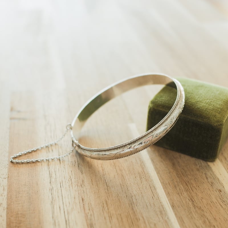 英国 1993年 ヴィンテージ】シルバー バングル イギリス m75 | old