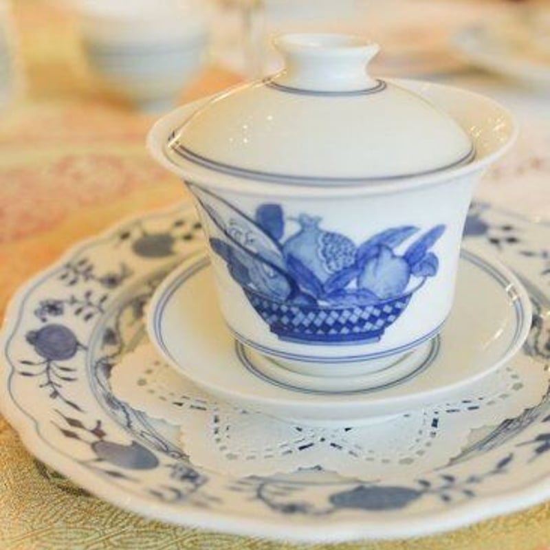 景徳鎮蓋碗/華開富貴 | ORGANIC TEA・馨華献上銘茶・世界遺産の香り