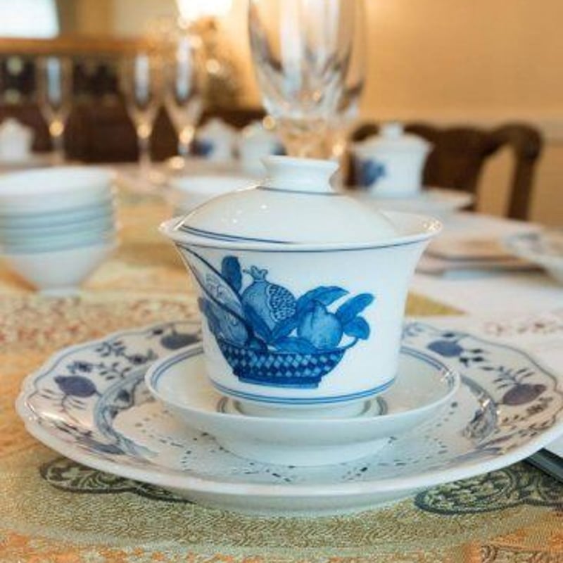 景徳鎮蓋碗/華開富貴 | ORGANIC TEA・馨華献上銘茶・世界遺産の香り