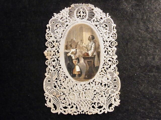 フランス アンティーク 初聖体を受ける子供と神父 カニヴェ ホーリー