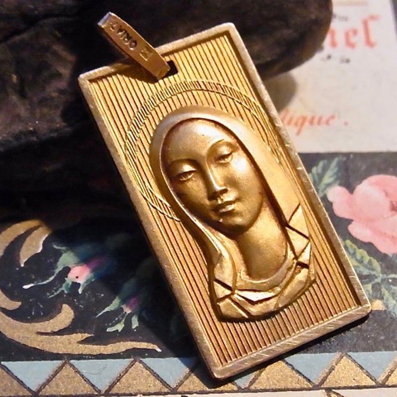 フランス アンティーク 聖母マリア ゴールドプレート メダイ ORIA