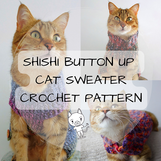Ravelry: Shishi Button Up Cat Sweater pattern by Charlotte Aimee