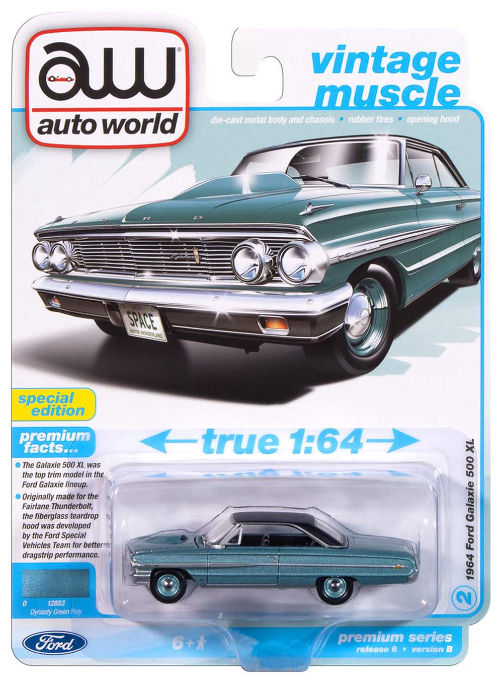 1:64 1964 Ford Galaxie 500XL (Dynasty Green w/Black Roof), Best