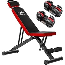 Amazon | CuteeFox 商品 トレーニングベンチ＋可変式 ダンベル 24kg