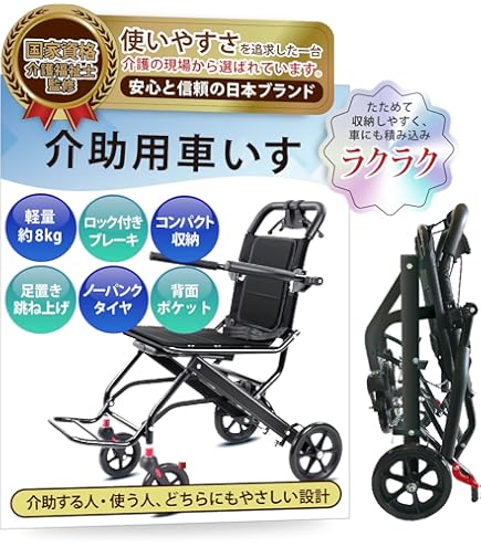 Amazon | 美和商事 介助式車いす ミニポン ブルー 40 HTB-12 | 美和