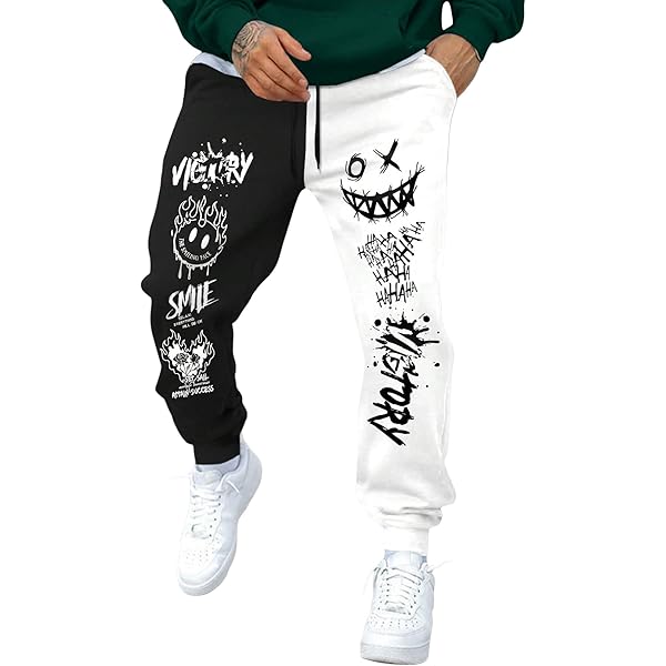 Amazon.com: SHENHE Men's Color Block Graphic Sweatpants Drawstring