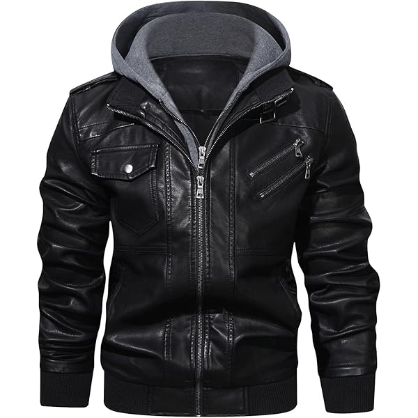 Men's Motorcycle Brando Style Biker Real Leather Hoodie Jacket