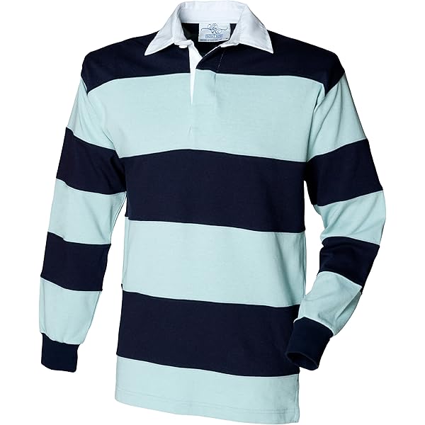 Amazon.com: Front Row Sewn Stripe Long Sleeve Rugby Shirt Duck Egg