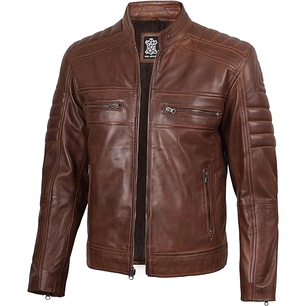 Decrum Burgundy Mens Leather Jackets - Retro Jacket for Adult