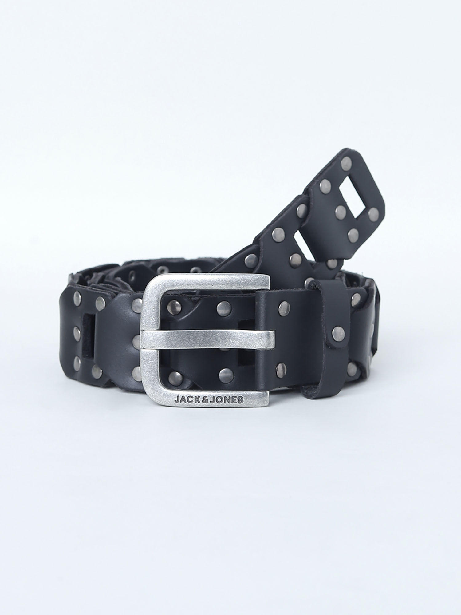 Buy Jack & Jones Black Studded Leather Belt Online