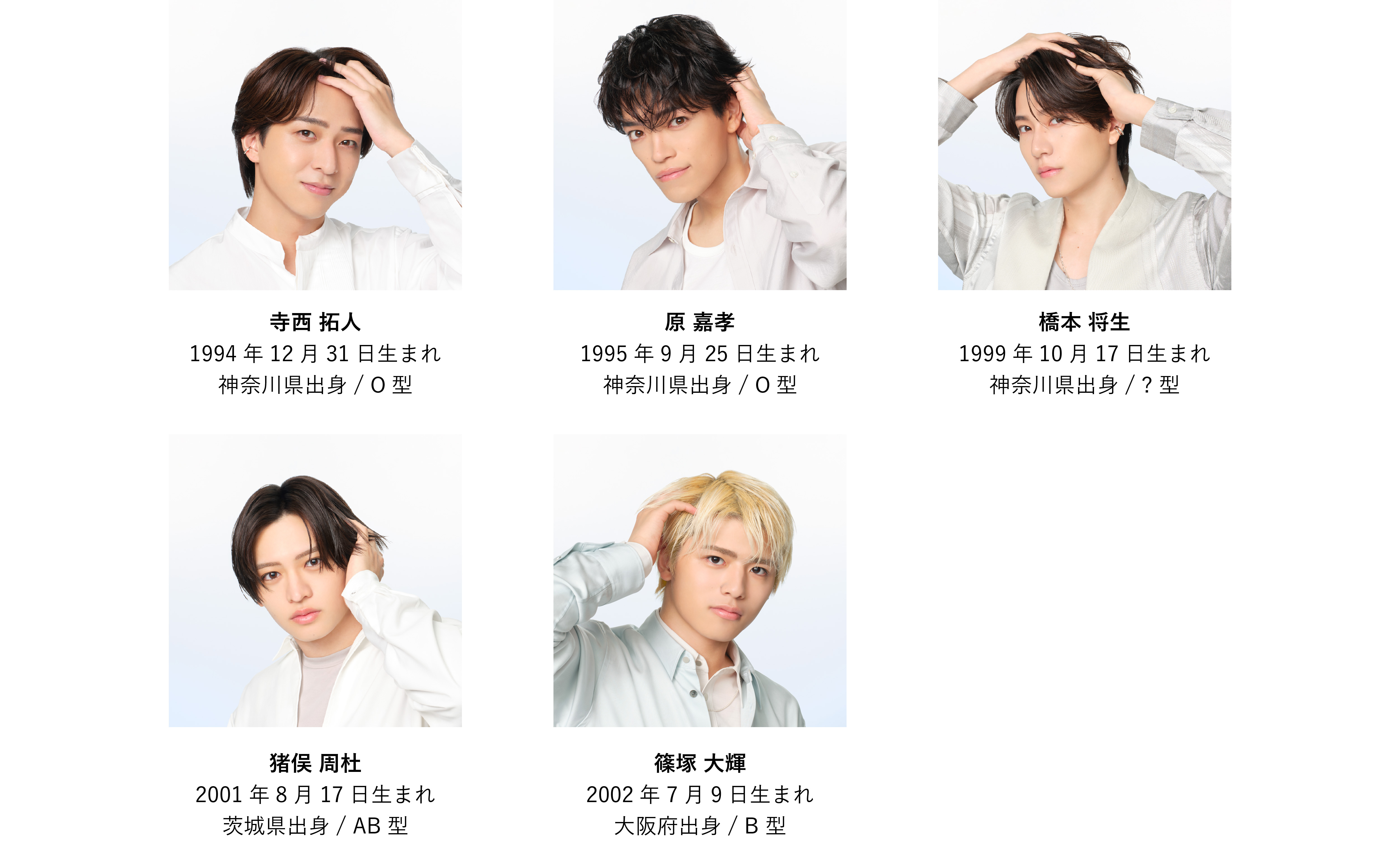 寺西拓人さん 原嘉孝さん 橋本将生さん 猪俣周杜さん 篠塚大輝さん