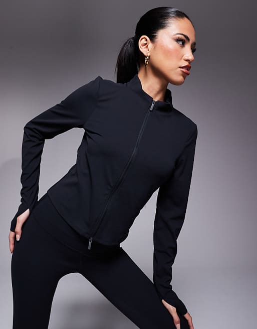 Nike Training Zenvy Yoga full zip longsleeve top in black | ASOS
