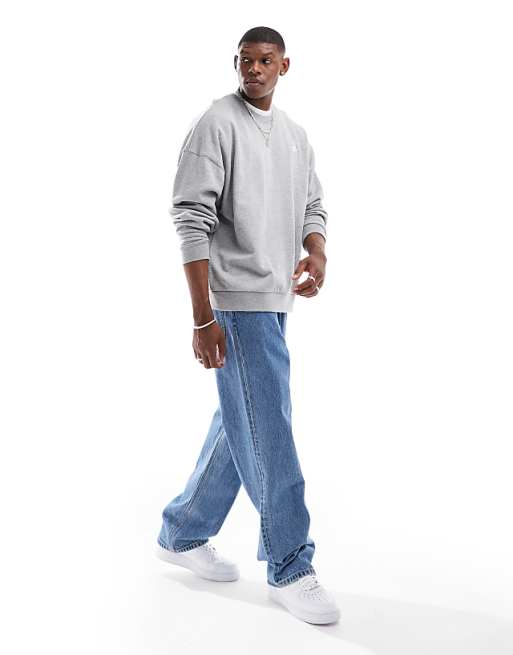 Nike Club french terry oversized sweatshirt in gray | ASOS