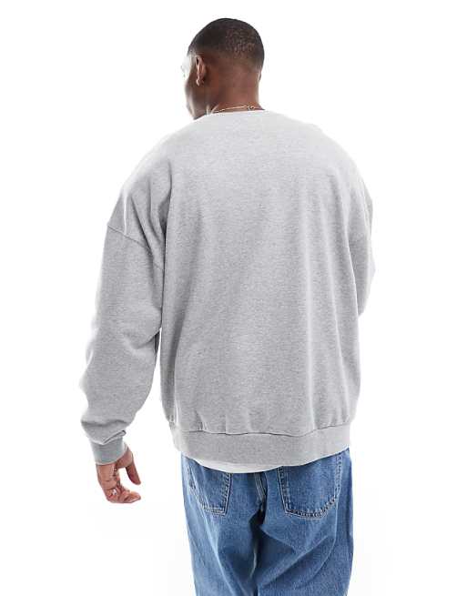 Nike Club french terry oversized sweatshirt in gray | ASOS
