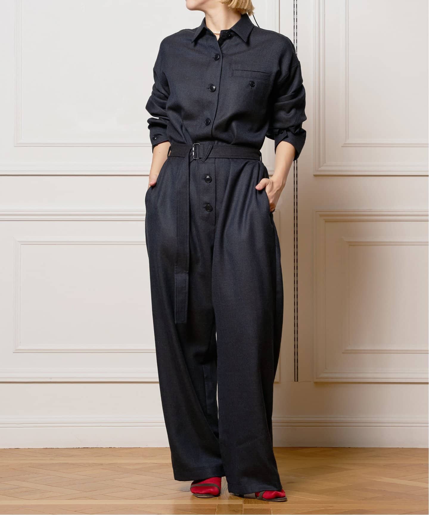 IENA LA BOUCLE サキソニーウールジャンプスーツ（つなぎ