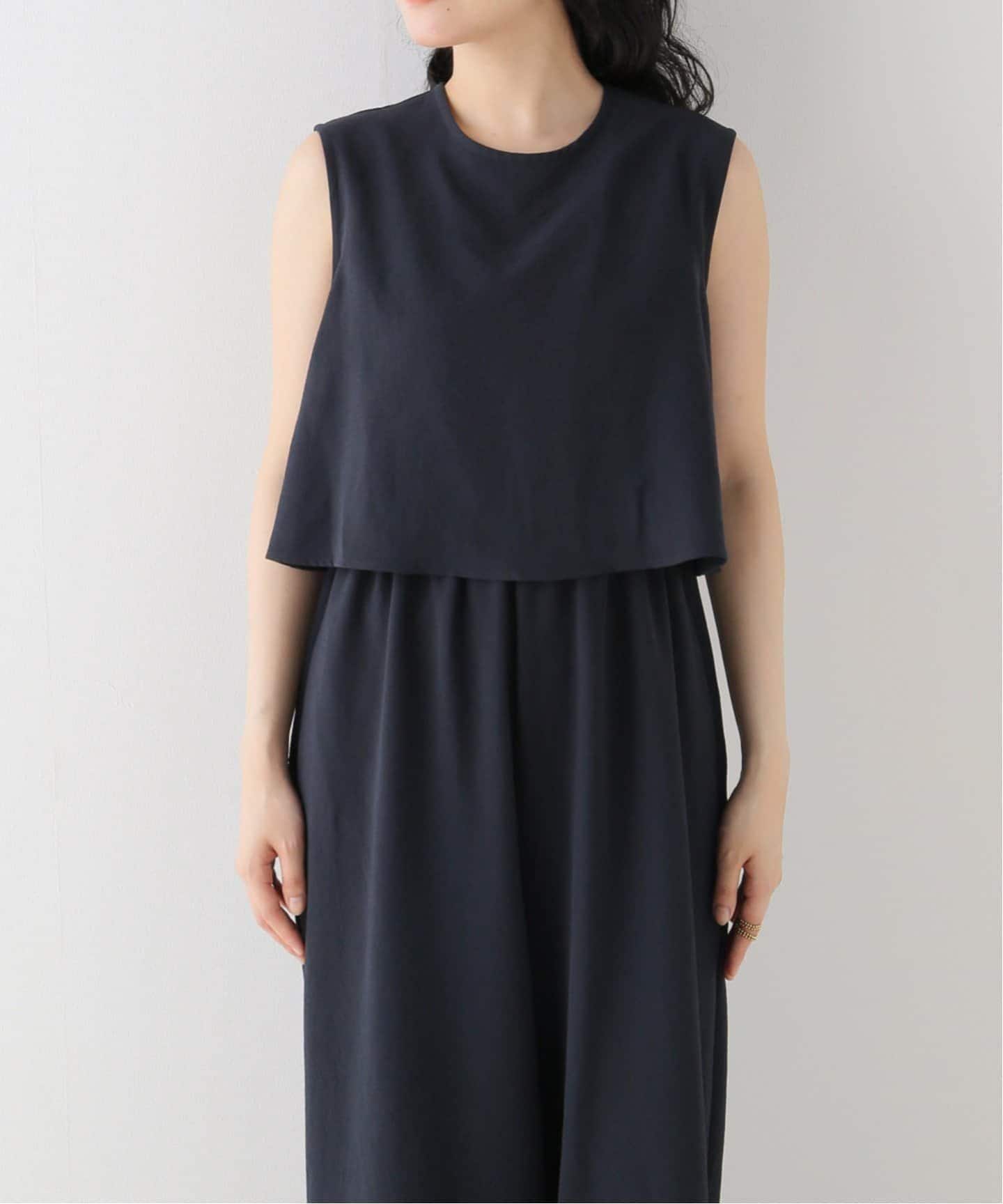 追加》ダブルクレープスリーブレス オールインワン（つなぎ