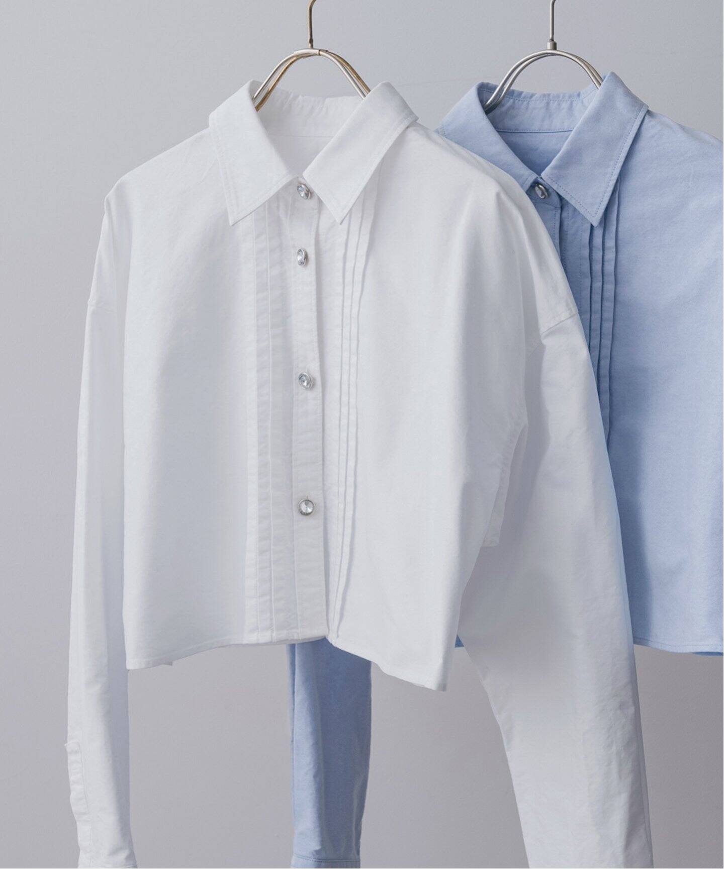 ビジュークロップドピンタックシャツ（シャツ／ブラウス）｜Spick and