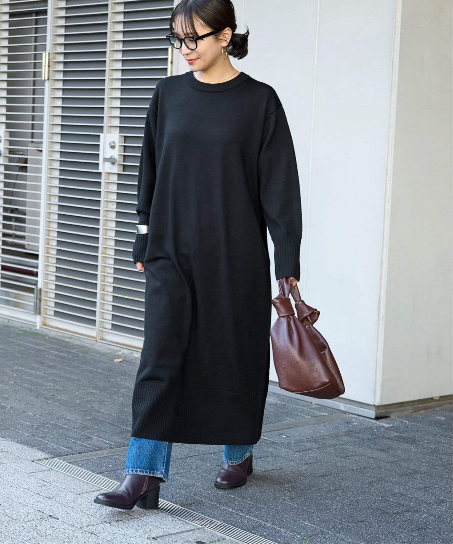 クルーネックマキシニットワンピース（ニットワンピース）｜JOURNAL