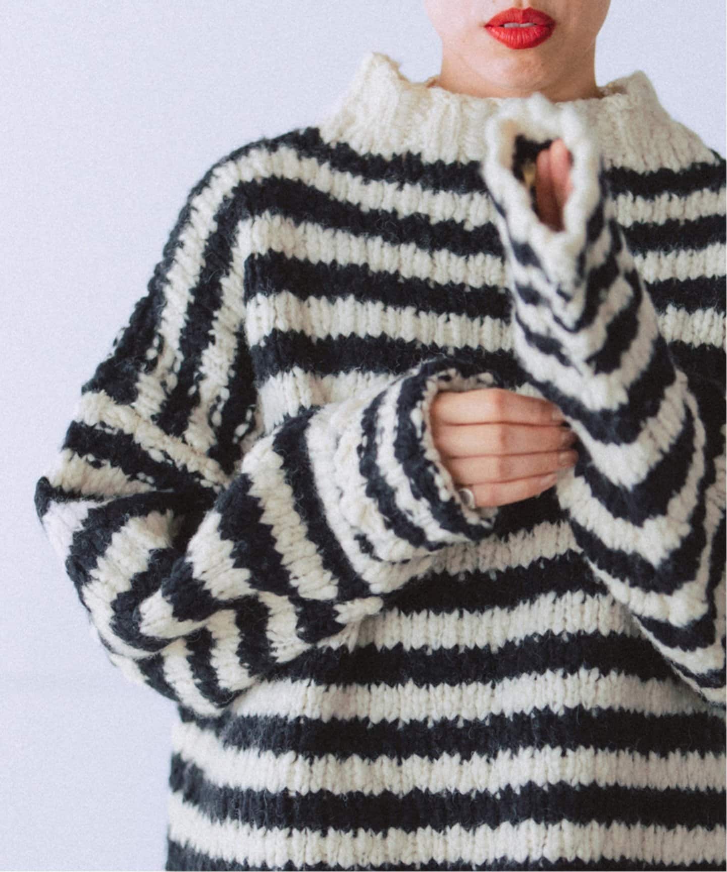 追加》BLACK ハイネックボーダーニット（ニット／セーター）｜IENA