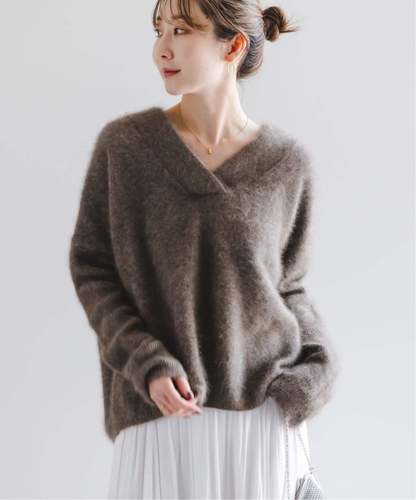 ファーニットVネックプルオーバー（ニット／セーター）｜NOBLE