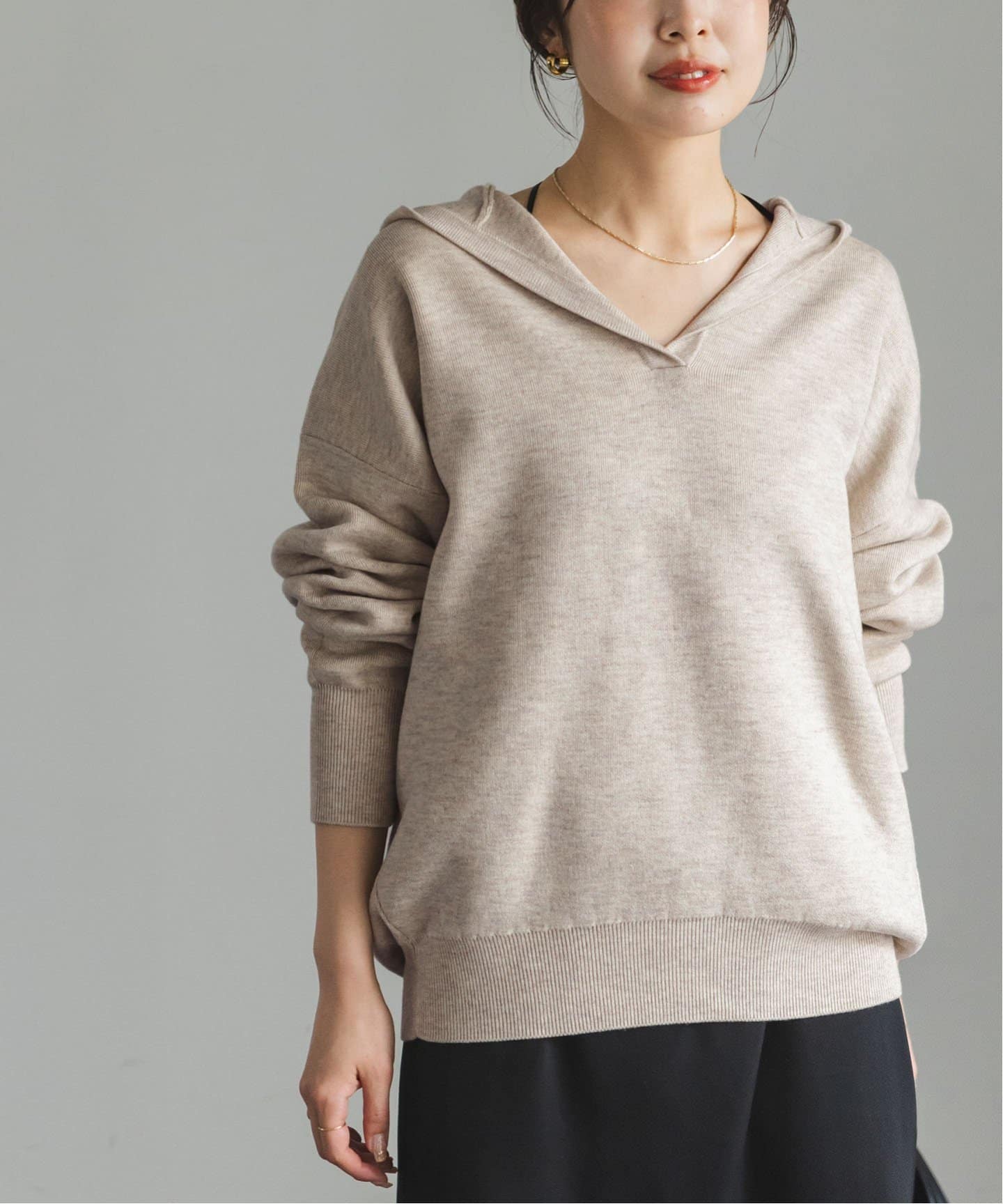 追加》接結タック編みフードプルオーバー2（ニット／セーター）｜NOBLE