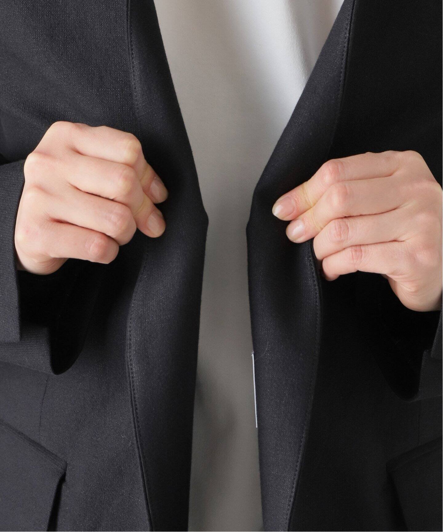 綿麻キャンバスノーカラージャケット（ノーカラージャケット