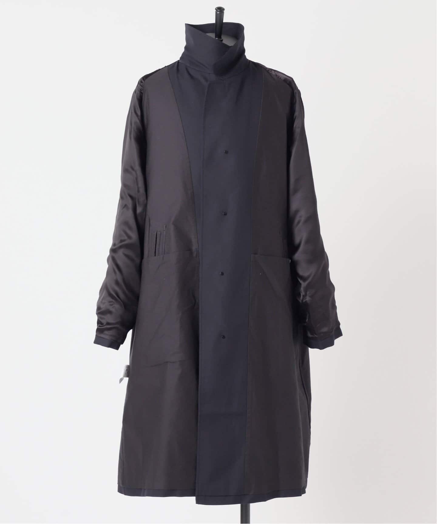 LE / エルイー】ウール バルカラー コート（ステンカラーコート）｜L