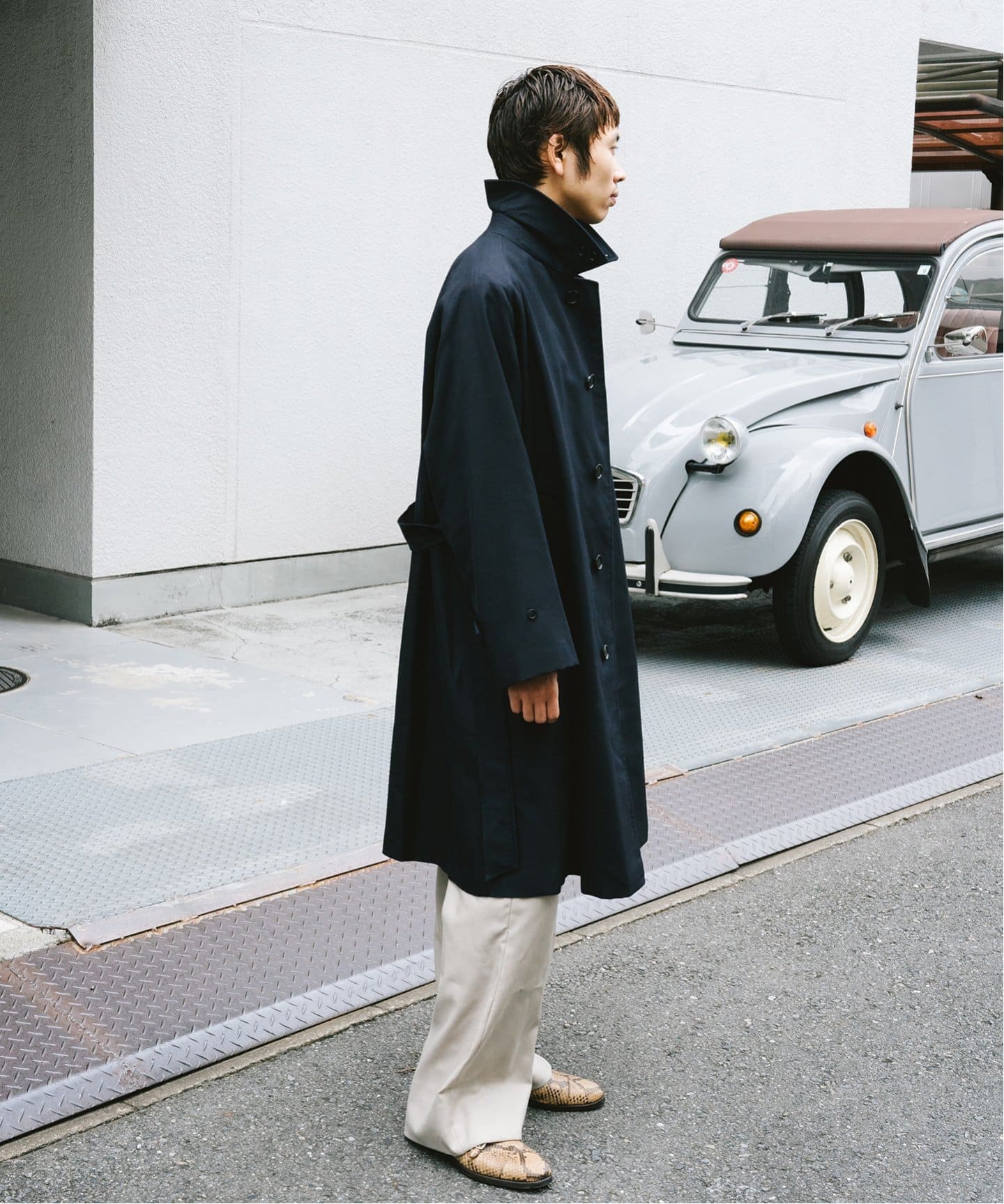 LE / エルイー】ウール バルカラー コート（ステンカラーコート）｜L