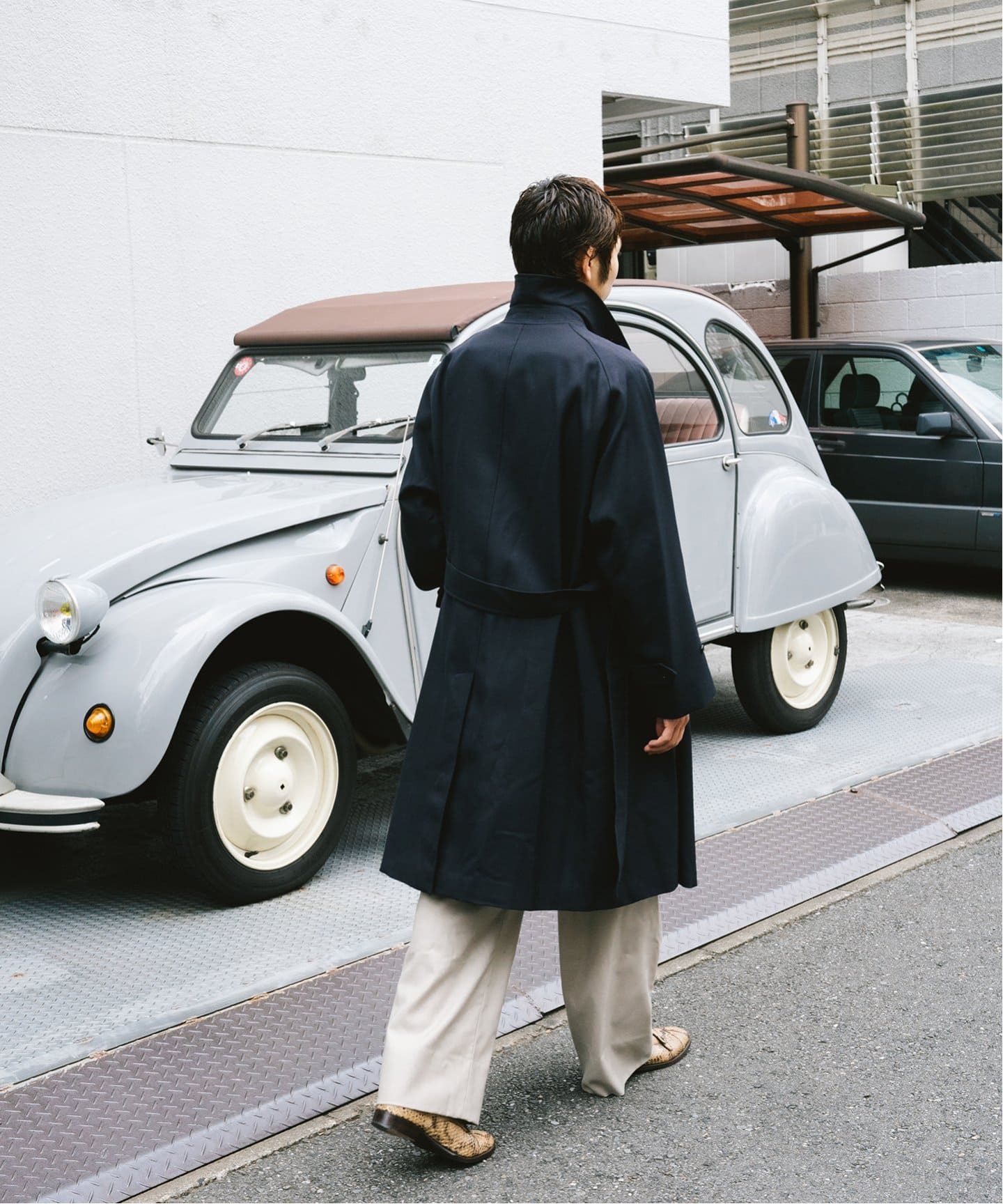 LE / エルイー】ウール バルカラー コート（ステンカラーコート）｜L