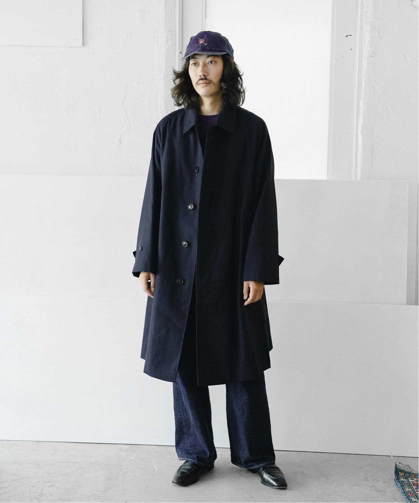 LE ウールバルカラーコート ネイビー レショップ購入 LEのバルカラー