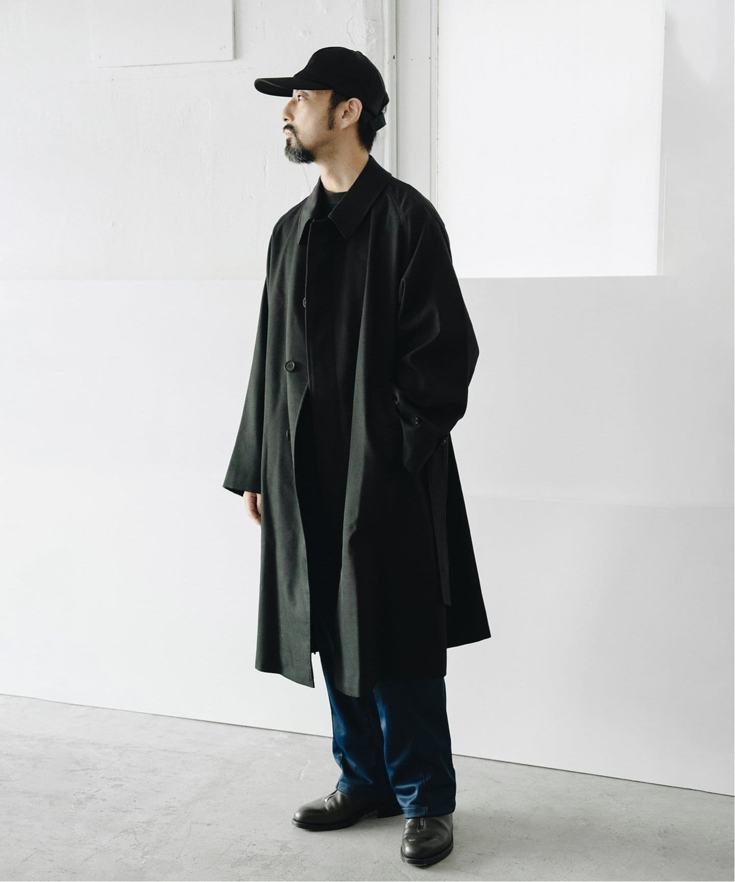 LE / エルイー】ウール バルカラー コート（ステンカラーコート）｜L