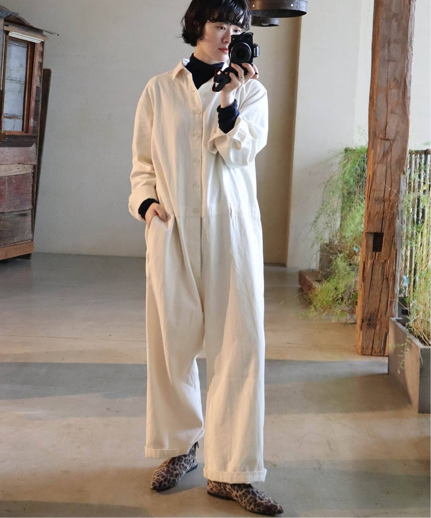 8OZデニム テーパーオールインワン（つなぎ／オールインワン