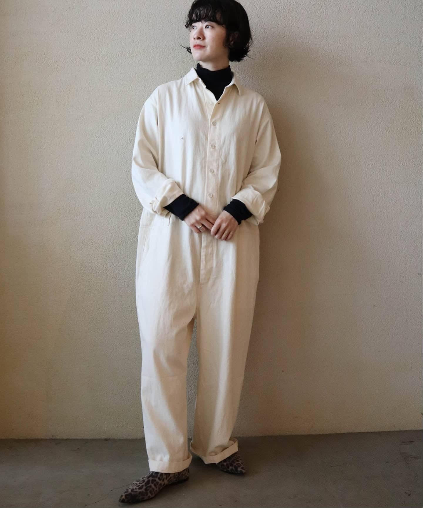 8OZデニム テーパーオールインワン（つなぎ／オールインワン