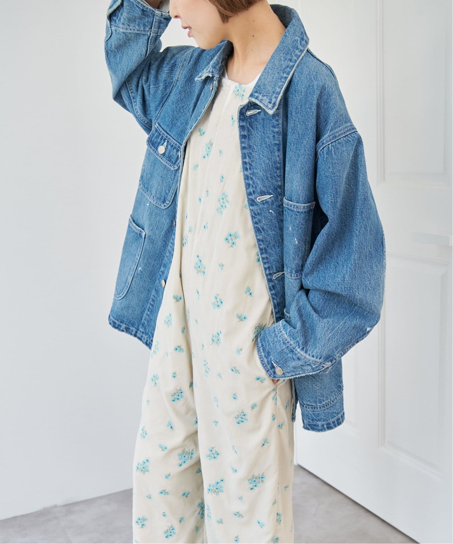 ブーケエンブロイダリーオールインワン（サロペット／オーバーオール