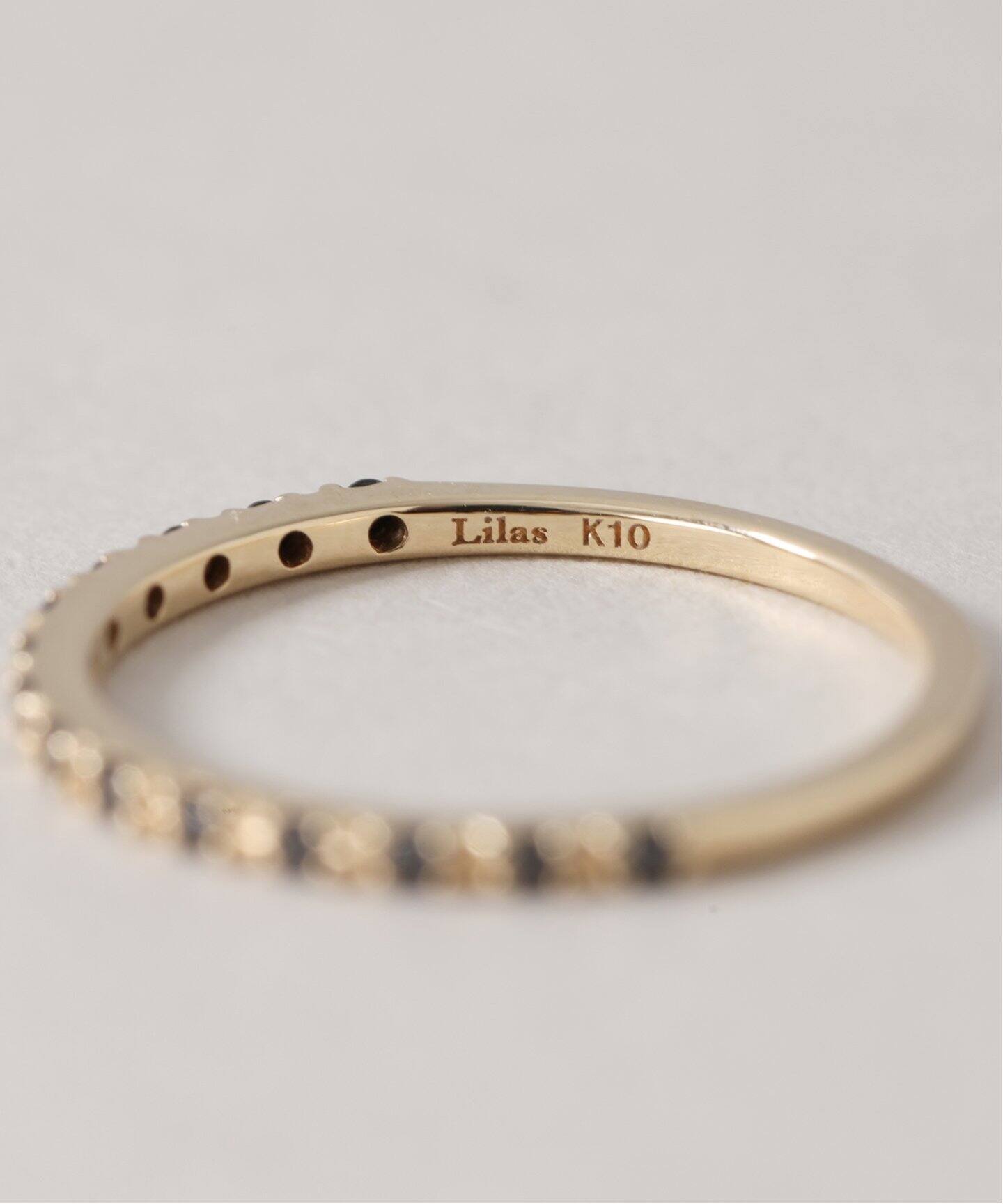 ブラックダイヤハーフエタニティーピンキーリング K10（リング