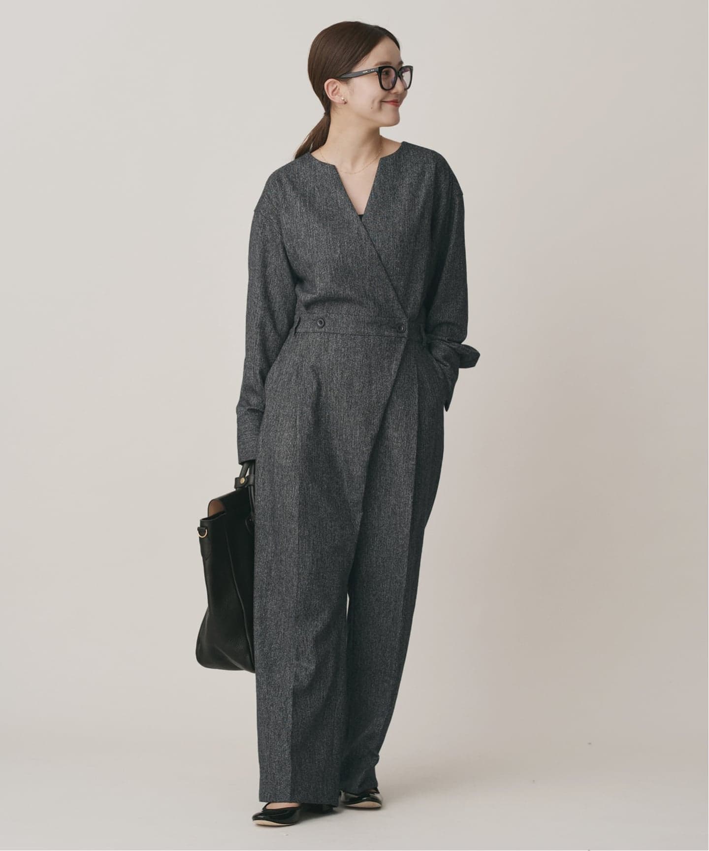 ウォッシャブルカシュクールオールインワン（つなぎ／オールインワン