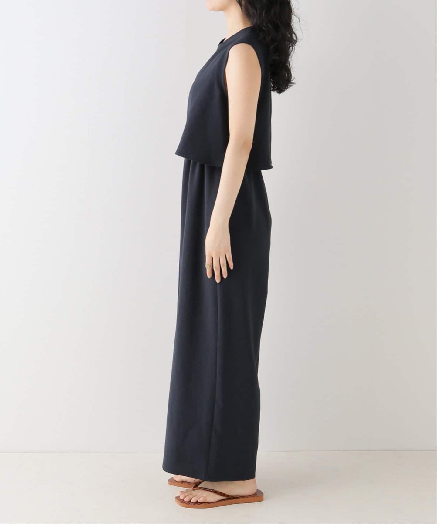 追加》ダブルクレープスリーブレスオールインワン3（つなぎ