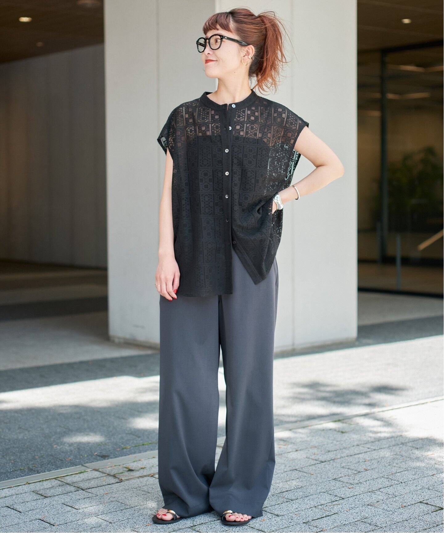 WEB限定》PEレースフレンチスリーブシャツ（シャツ／ブラウス）｜Spick