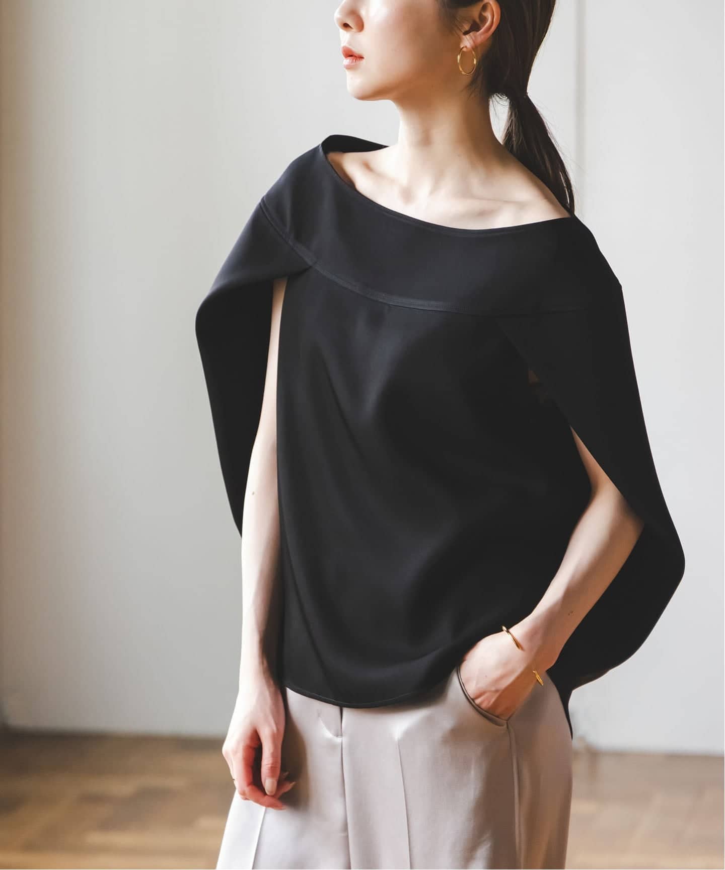 洗える】ケープニュアンスブラウス（シャツ／ブラウス）｜NOBLE