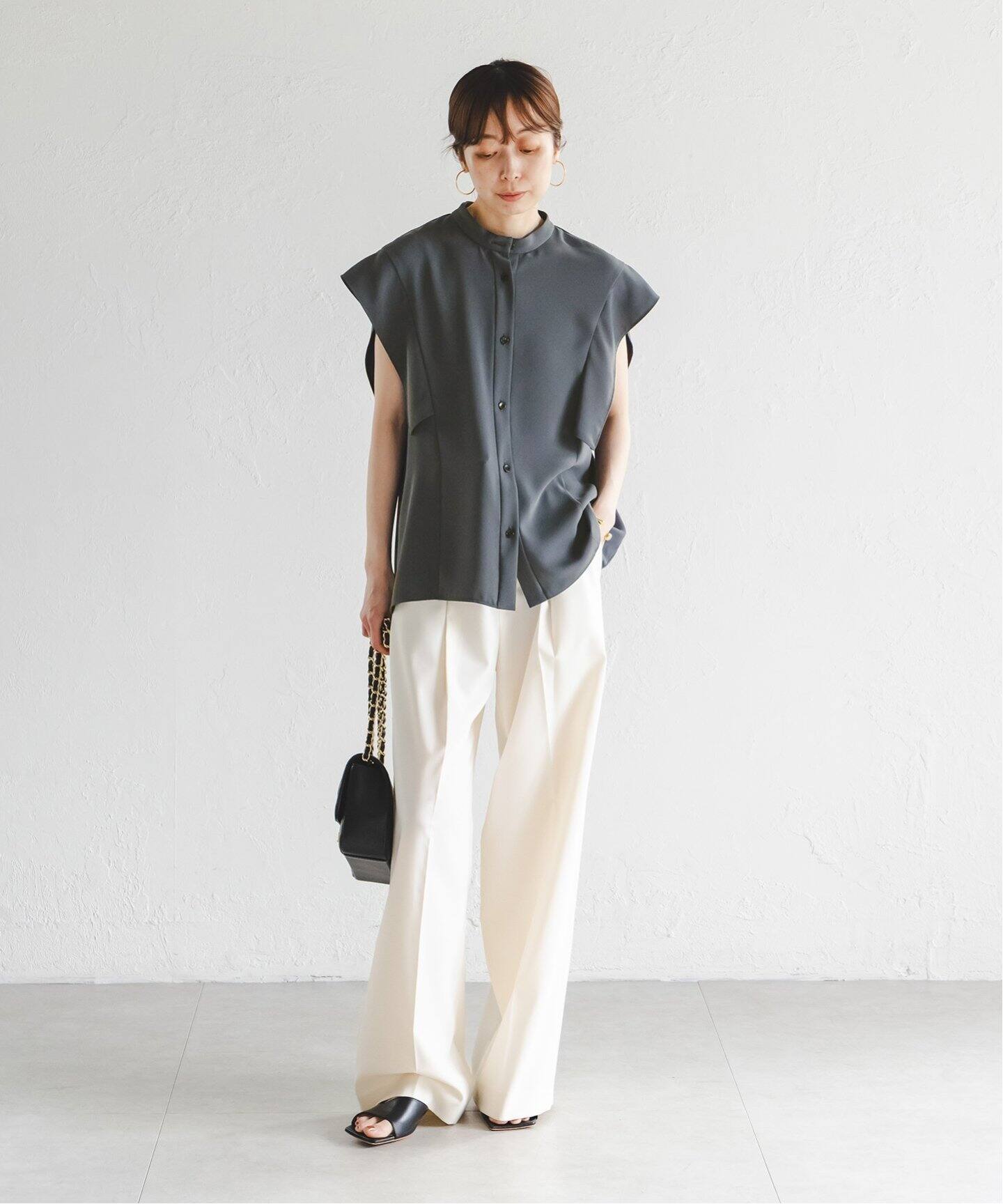 WEB限定追加》スクエアースリーブフロントオープンブラウス（シャツ