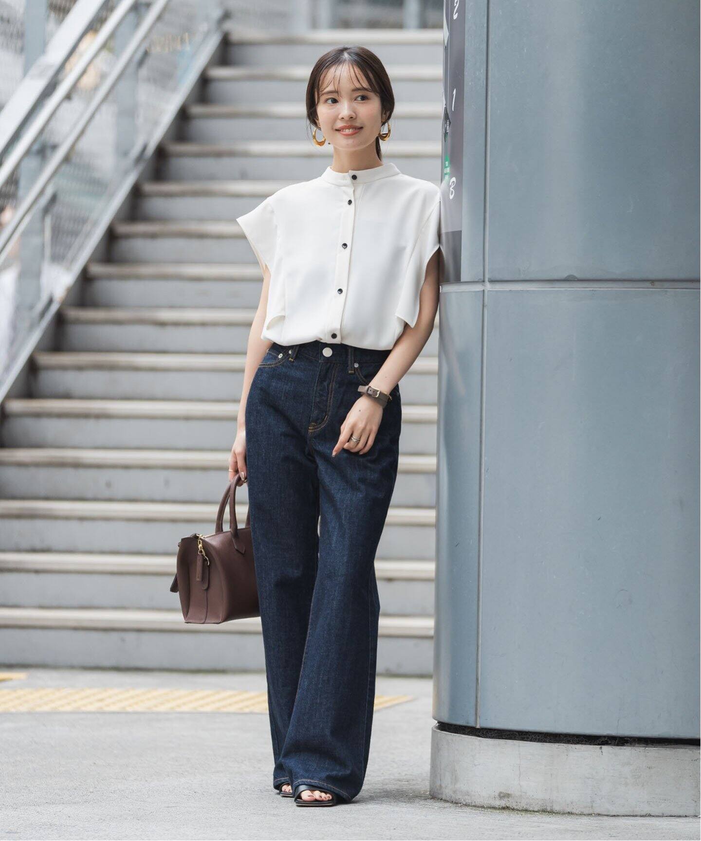 WEB限定追加》【洗える】スクエアースリーブフロントオープンブラウス2